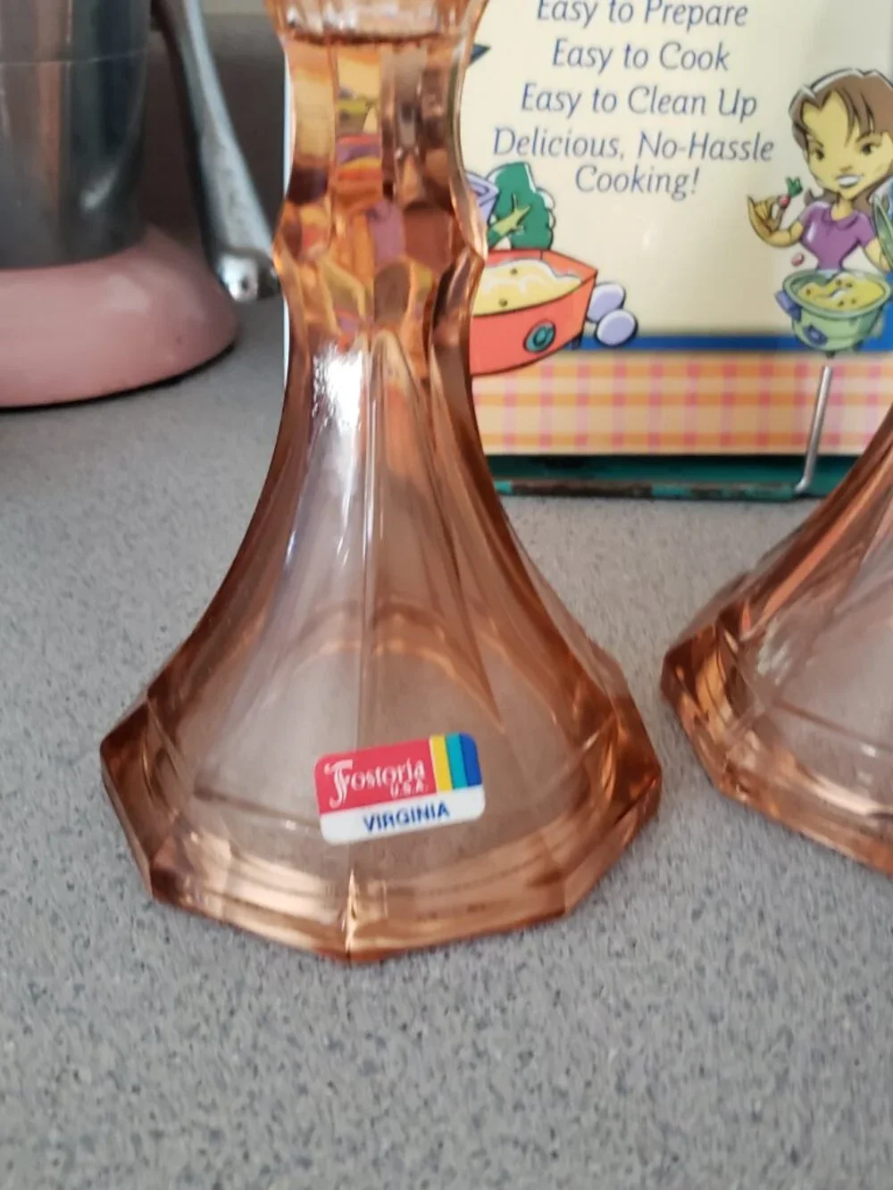 New - Set of 2 Vintage FOSTORIA GLASS Heavy Pressed Glass CANDLESTICK HOLDERS